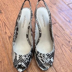 Le Chateau Snake Skin Sling Back Pumps - US 5M
